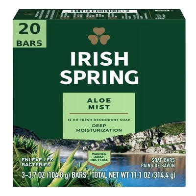 Irish Spring Aloe Bar Soap 3.75 Oz-pack of 20 Bars