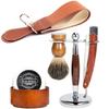 Men Straight Shaving Razor Badger Hair Brush Stand Holder Leather Strop Soap Bowl view 1