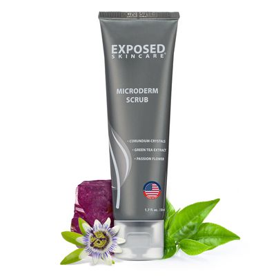 Exposed Skin Care, Microderm Face Scrub with Corundum Crystals Gentle Daily Exfoliating Facial Scrub for Acne Scars, Blackheads, Blemishes and Clogged Pores Radiant Smooth Glow for All Skin Types