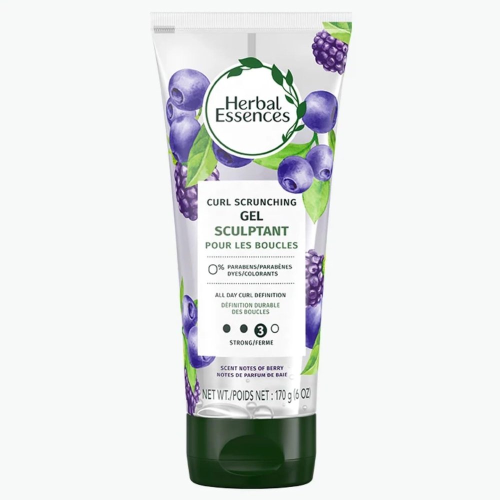 Herbal Essences Curl Scrunching Hair Gel, Curly Hair Gel, All Day Curl Definition, Hold Level 3, Berry Scent, 6 OZ