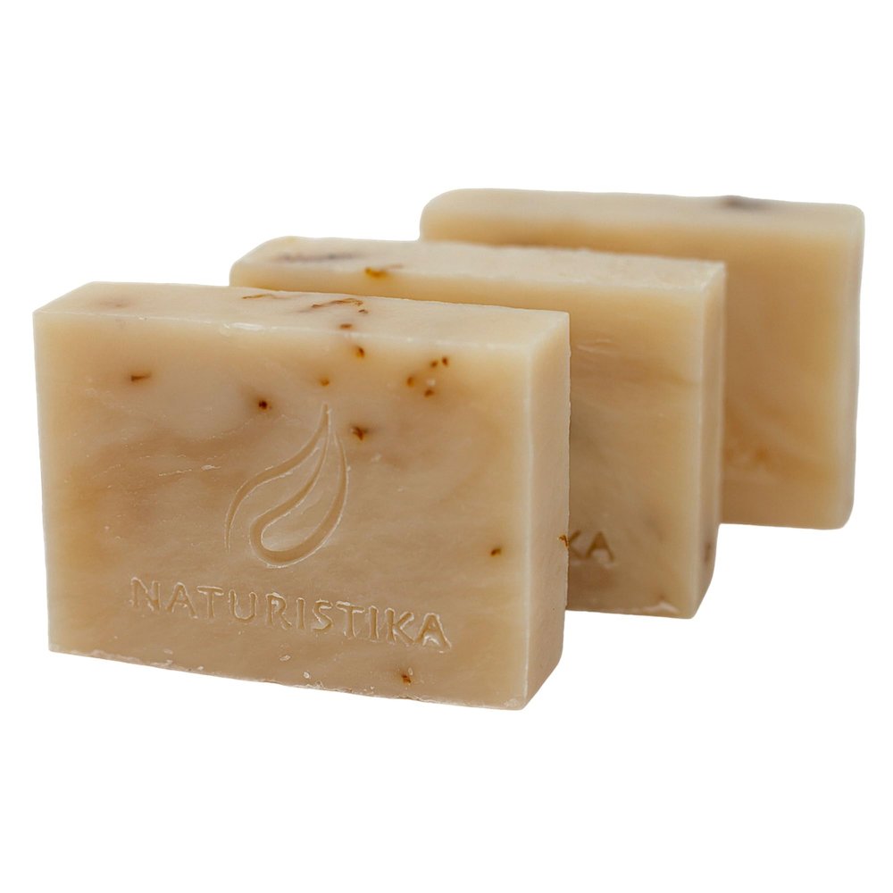 Naturistika Aloe and Calendula Soap Bar (3 Pack), Vegan and All Natural Handcrafted with Organic Oils. Face and Body Soap. For Men, Women and Teens. Unscented with Shea Butter.