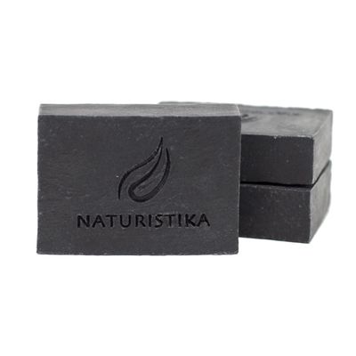Naturistika Activated Charcoal Soap Bar (3 Pack), Vegan and All Natural Handcrafted with Organic Oils. Face and Body Soap. For Men, Women and Teens. Unscented.