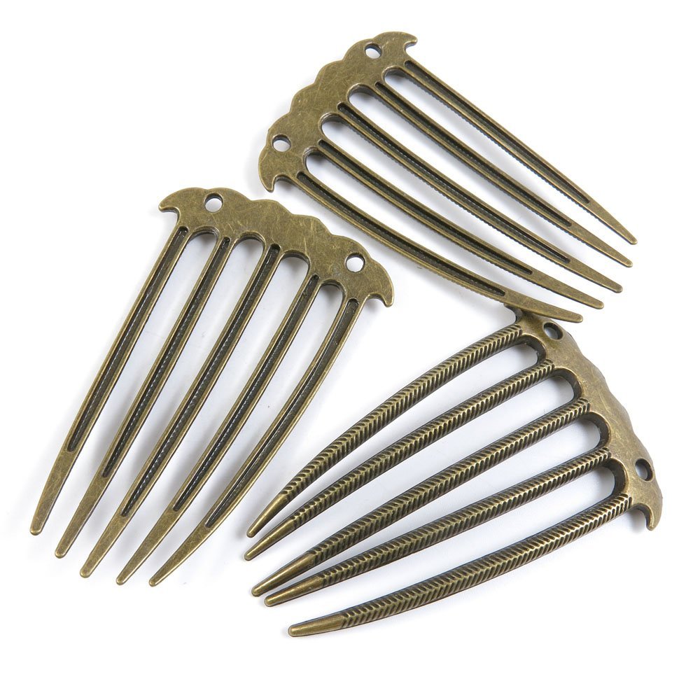 5 Pieces Bronze Breloques Vintage Jewelry Making Supply Charms Findings Bronze Tone Z7UY8 Hair Comb