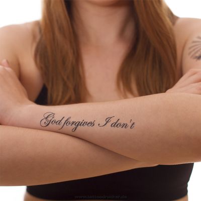 5 x God forgives I dont - Tattoo lettering in black (5)