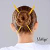 2 Sets of Wooden Hair Sticks Chopsticks - Orange & Yellow view 2
