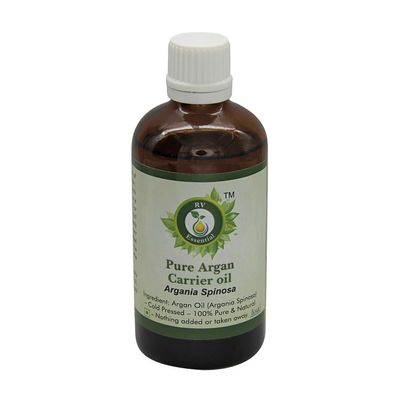 R V Essential Pure Argan Carrier Oil 100ml (3.38oz)- Argania Spinosa (100% Pure and Natural Cold Pressed)