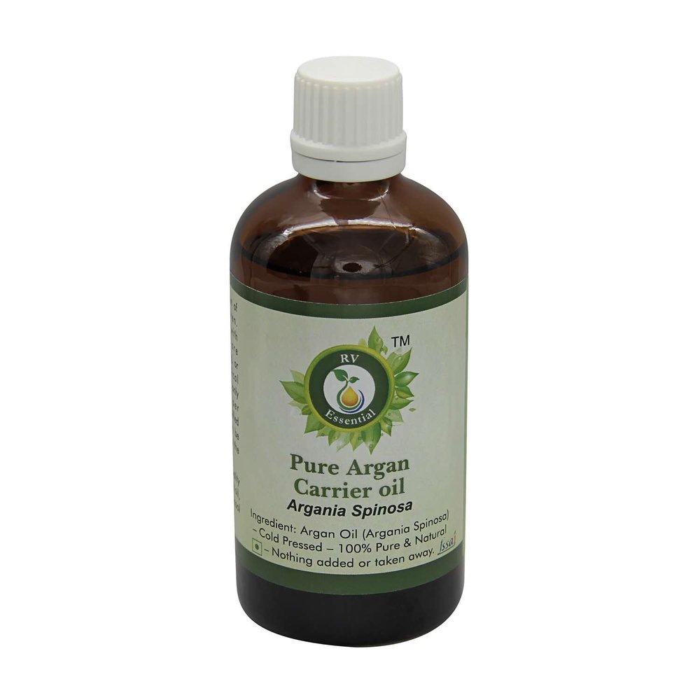 R V Essential Pure Argan Carrier Oil 100ml (3.38oz)- Argania Spinosa (100% Pure and Natural Cold Pressed)