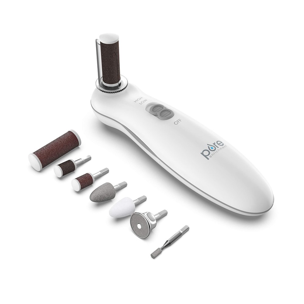 Pure Enrichment PurePedi Deluxe 10-Piece Pedicure Set - Professional at-Home Pedicure Kit with Attachments: Cordless Nail File, Drill, Callus Remover, & Protective Cap - Easy to Use, Salon-Quality
