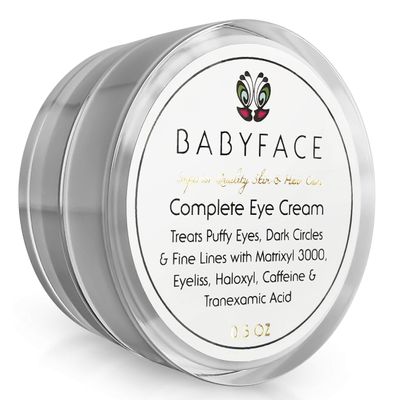 Babyface Complete Eye Cream  Reduces Dark Circles, Puffiness, Wrinkles, and Eye Bags with Caffeine, Haloxyl, Eyeliss & Matrixyl 3000 (15 ml)