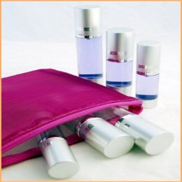 5pc Travel Kit - Compact, Leak Proof, Travel Size, Refillable Airless Bottles for your Portable Skincare Routine (Pink)