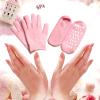 AnHuaMoisturizing Silicone Gel Gloves & Gel Socks Beauty Spa Moisturizing Skin Care Soften Repair Cracked Therapy Treatment (Pink) view 2