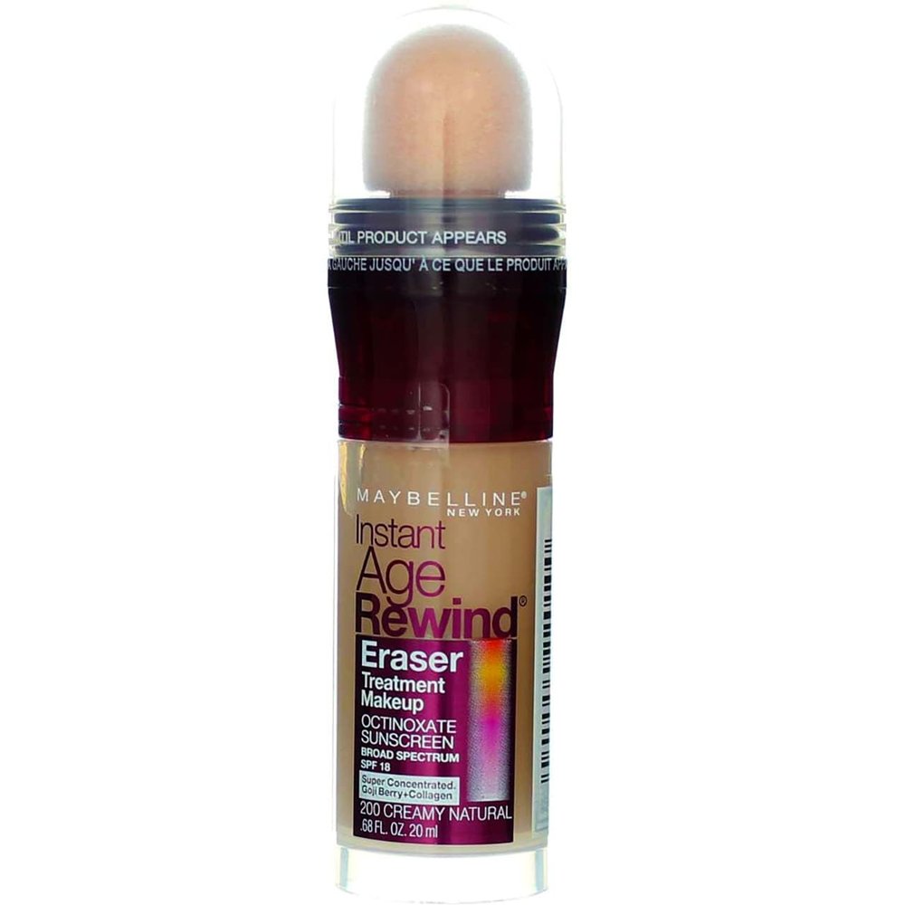Maybelline Instant Age Rewind Eraser Treatment Makeup, Creamy Natural 200, SPF 18, 0.68 fl oz (Pack of 1)