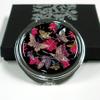Mother of Pearl Art Deco Engraved Compact Pocket Mirror with Peony and Butterfly Design view 4