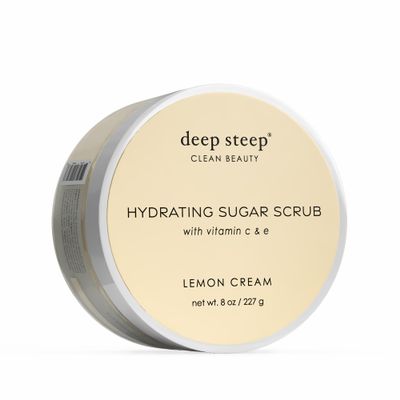 Deep Steep Sugar Scrub, Lemon Cream, 8 oz  Exfoliating Body Scrub with Organic Coconut Oil, Shea Butter & Argan Oil  Vegan, Clean Beauty, Smooth, Soft & Nourished Skin