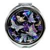 Mother of Pearl Design 2-Sided 2X/1X Magnification Compact Mirror, Pocket Travel Makeup Mirror, Small Metal Portable Handheld Cosmetic Mirror for Purses, Gift for Mom Women (Blue Butterfly) view 1