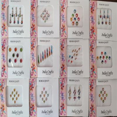 12 Combo Bindi Packs All in One- Multicolored Face Jewels Bindi Stickers Indian Forehead Tika