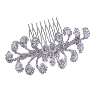 ALILANG Silvery Tone Clear Crystal Rhinestones Elegant Daisy Flower Bridal Hair Comb