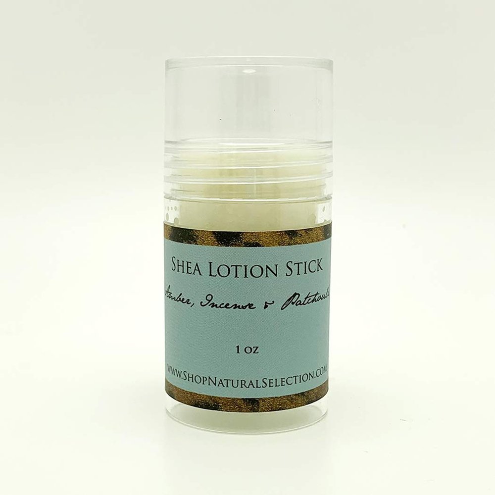 1 oz All Natural Shea Lotion Stick - Amber, Incense & Patchouli