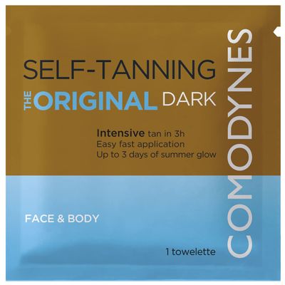 Comodynes Self-Tanning Intensive and Uniform Color Towels for Face and Body - Intensive and Fast Bronzing - All Skin Types - Individually Wrapped Towelettes - 24 Packs