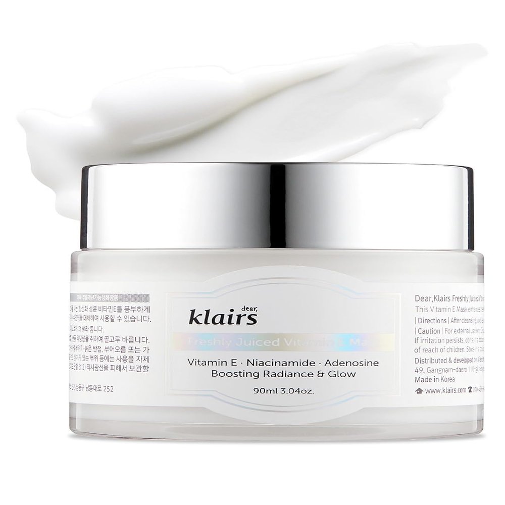 DearKlairs Freshly Juiced Vitamin E Mask, Daily Moisturizer, Sleeping Mask, Boost the Effect of Vitamin C, Niacinamide, Korean Face Cream, 3.17 Oz (90g)