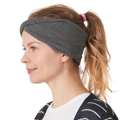 CHARM Womens Headband Hairband Bandana - Mens 100% Organic Cotton Yoga Hair Band Made in Japan Soft Chemo Head Wrap Sensitive Skin by Casualbox Dark Gray