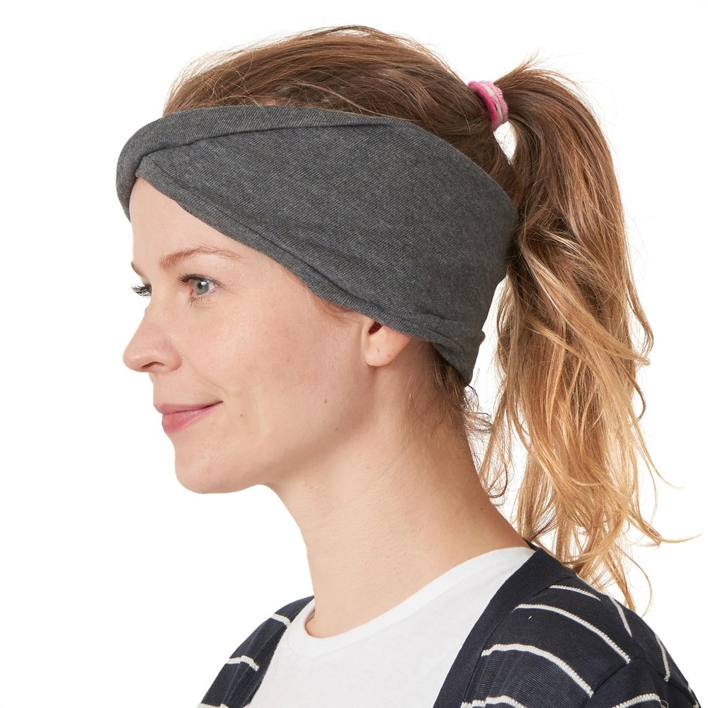 CHARM Womens Headband Hairband Bandana - Mens 100% Organic Cotton Yoga Hair Band Made in Japan Soft Chemo Head Wrap Sensitive Skin by Casualbox Dark Gray