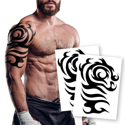 2 Sheets Large Temporary Tattoo Stickers for Men and Women Waterproof Fake Body Art Tattoos with Totem Design for Arm Chest Back
