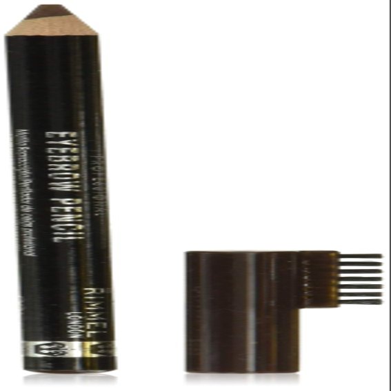 Rimmel London Brow This Way Professional Eyebrow Pencil, Long-Wearing, Highly-Pigmented, Built-In Brush, 001, Dark Brown, 0.05oz