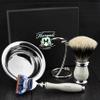 Haryali London 4 Pc Mens Shaving Kit 5 Edge Razor With Silver Tip Badger Hair Shaving Brush, Stand and Stainless Steel Bowl Perfect Set For Men view 2