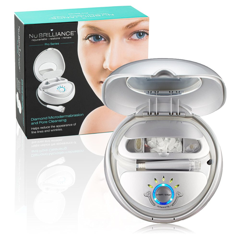 NuBrilliance Microdermabrasion Machine Professional at Home Kit, Microdermabrasion Tool with 3 Suction Tips 5 Setting & 30 Filters for Smooth Skin, Black Head Remover, Skin Care System AS SEEN ON TV