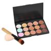 15 Colors Makeup Concealer Palette Base Foundation Powder Face Contour Cream Set+ Wooden Handle Makeup Brush+Sponge Puff view 1
