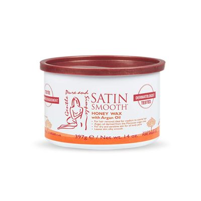 Satin Smooth Honey Hair Removal Wax with Argan Oil, for Medium to Coarse Hair, Full Body Waxing, Ideal for Sensitive Skin, 14oz