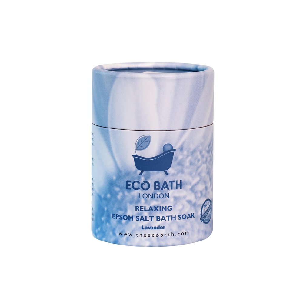 Eco Bath London Relaxing Lavender Epsom Salt Bath Soak - Tube 8.8 oz (250 g), Made in UK, Magnesium Bath Salt with Lavender
