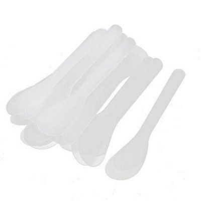 24PCS 13cm 5.2" Plastic Spatulas Spoon Makeup Cosmetic Mask Tip Spatula Skin Care Facial Cream Scoop For DIY Mixing Sampling Beauty Tool (White)