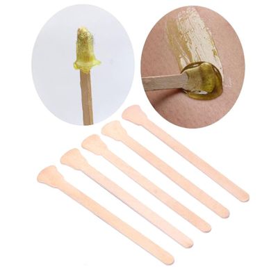 100 Pcs Natural Wooden Ice Cream Stick Facial Mask Smear Stick - Hair Removal Wax Apply Wax Rod for Eyebrow Nose Hair Removal