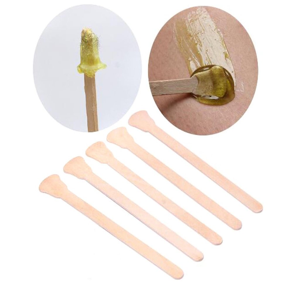 100 Pcs Natural Wooden Ice Cream Stick Facial Mask Smear Stick - Hair Removal Wax Apply Wax Rod for Eyebrow Nose Hair Removal