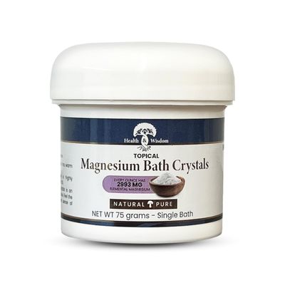 Health and Wisdom Magnesium Bath Crystals - Bath Salts with High Concentration & Enhanced Absorption for Muscle & Joint Relief - Dead Sea Sourced - Unscented - 2.6 oz - Single Use