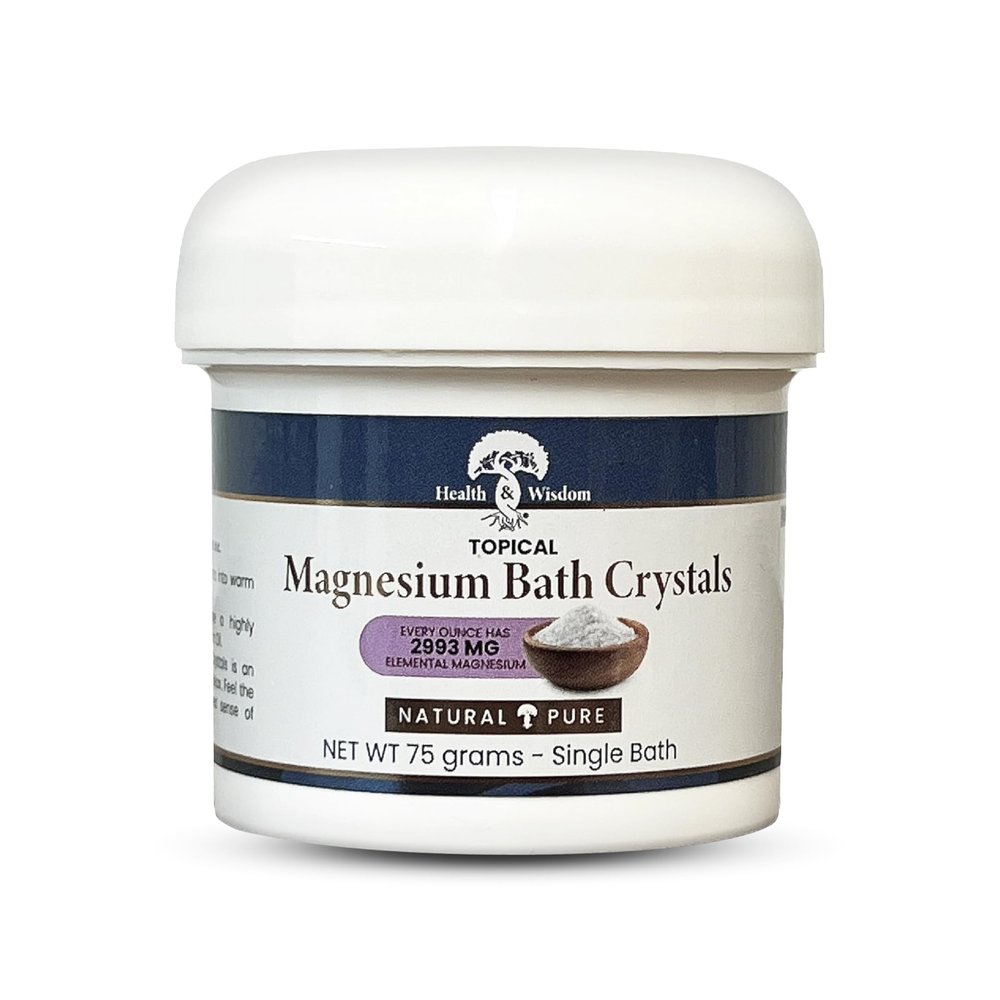 Health and Wisdom Magnesium Bath Crystals - Bath Salts with High Concentration & Enhanced Absorption for Muscle & Joint Relief - Dead Sea Sourced - Unscented - 2.6 oz - Single Use