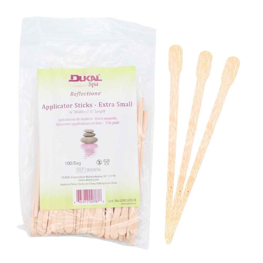 Dukal Reflections Wax Body Treatment Applicators, Beige, 1 Bag, 100 Count, 3-1/2" x 1/4"