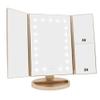 Flymiro Tri-fold Lighted Vanity Makeup Mirror with 3x/2x/1x Magnification, 21Leds Light and Touch Screen,180 Degree Free Rotation Countertop Cosmetic Mirror,Travel Makeup Mirror (Gold) view 1
