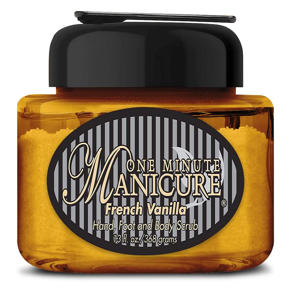 One Minute Manicure  Moisturizing Salt Scrub  13 oz  Professionally Formulated To Exfoliate, Recondition & Moisturize Skin  Enhanced With Botanical Oils & Natural Sea Salts (French Vanilla)