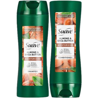 Suave Shampoo and Conditioner Set, Almond & Shea Butter - Moisturizing Shampoo & Conditioner, Dry Hair Treatment, Scented, 12.6 Oz Ea (2 Piece Set)
