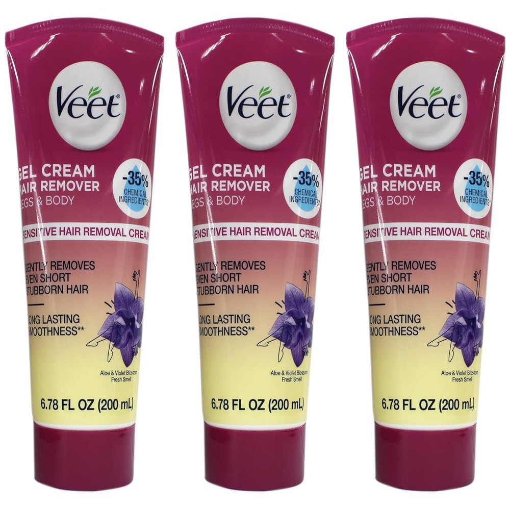 Fast Acting Gel Cream Hair Remover Veet Hair Remover Women 6.78 oz (Pack of 3)
