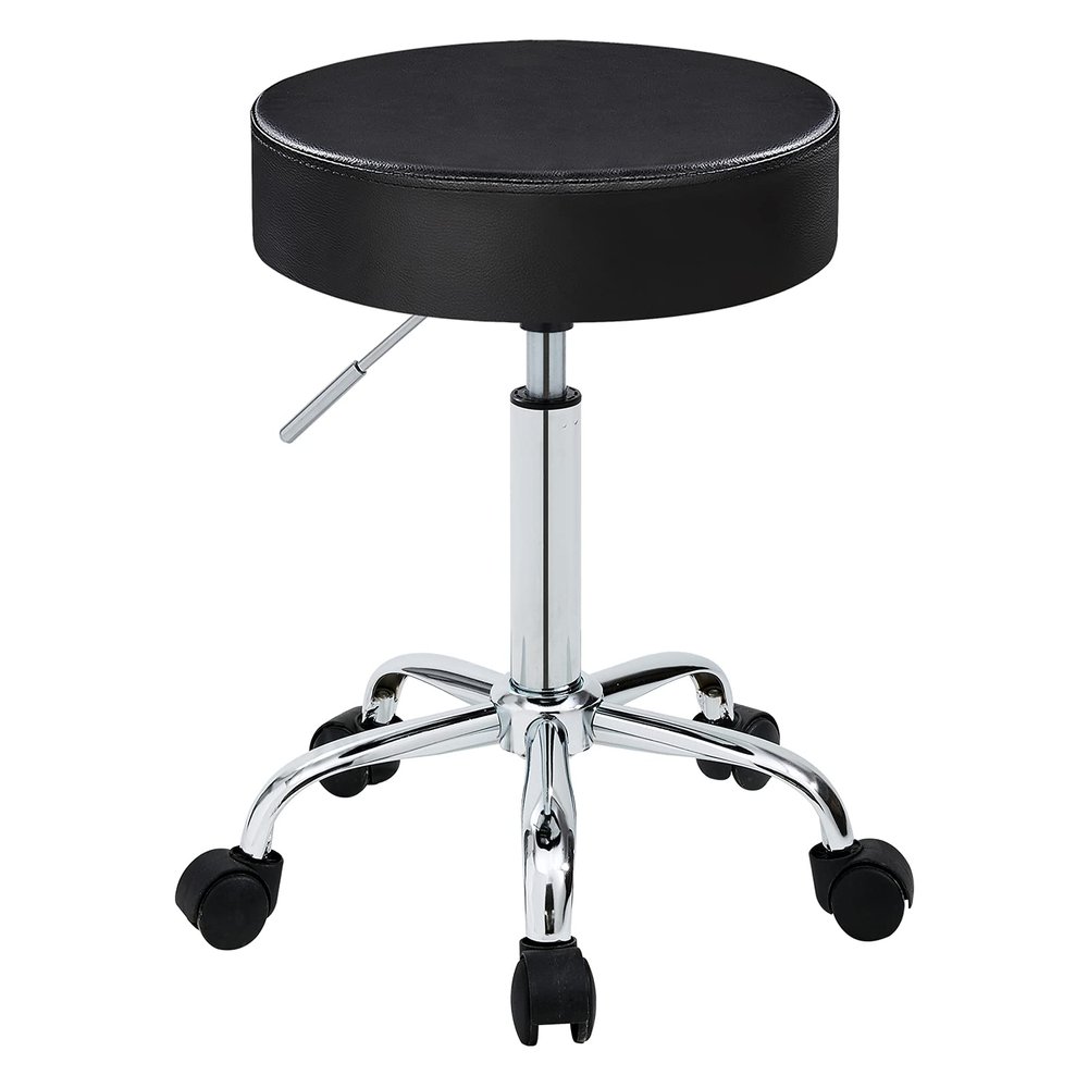 DUHOME 410 Adjustable Height Swivel Medical Clinic Tattoo Spa Salon Stool with Wheels (Black)