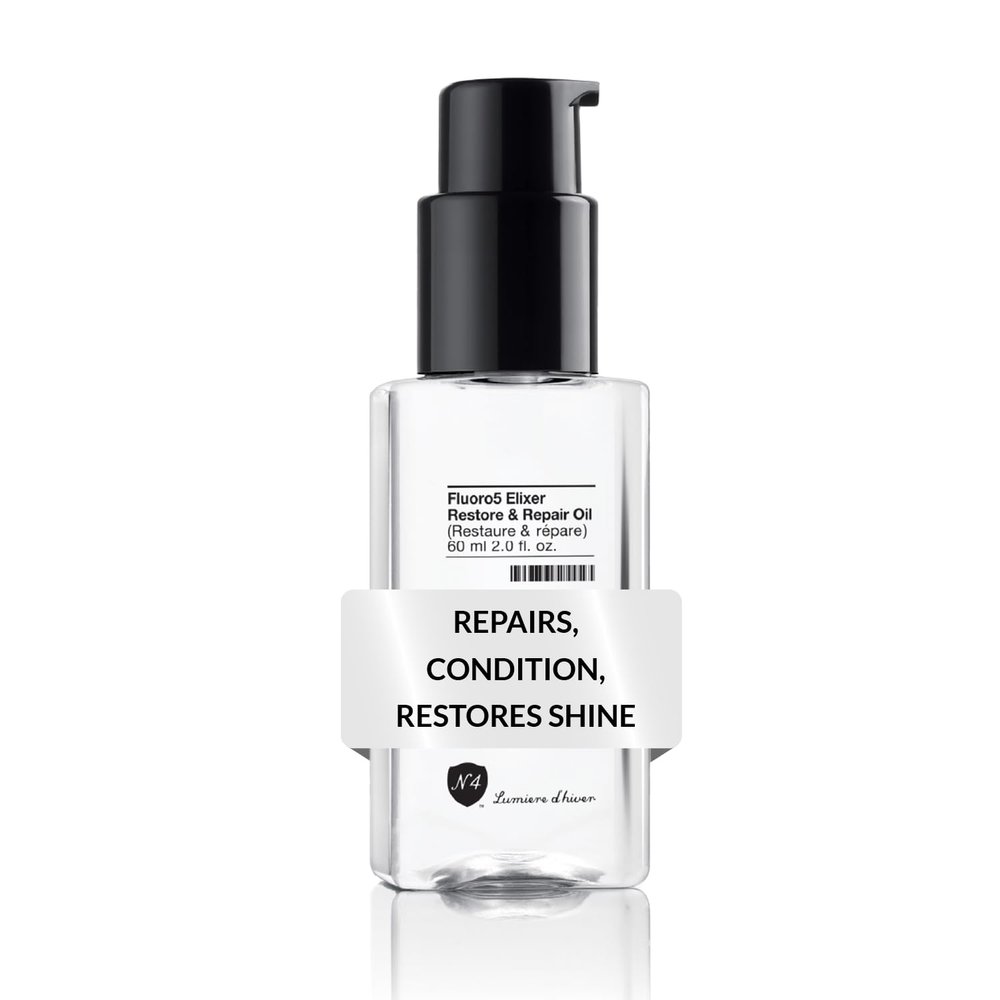 Number 4 Hair Oil, Fluoro5 Elixir Restore & Repair, Anti Frizz Serum for Damaged Hair, 2.0 oz  N4 Hair Care