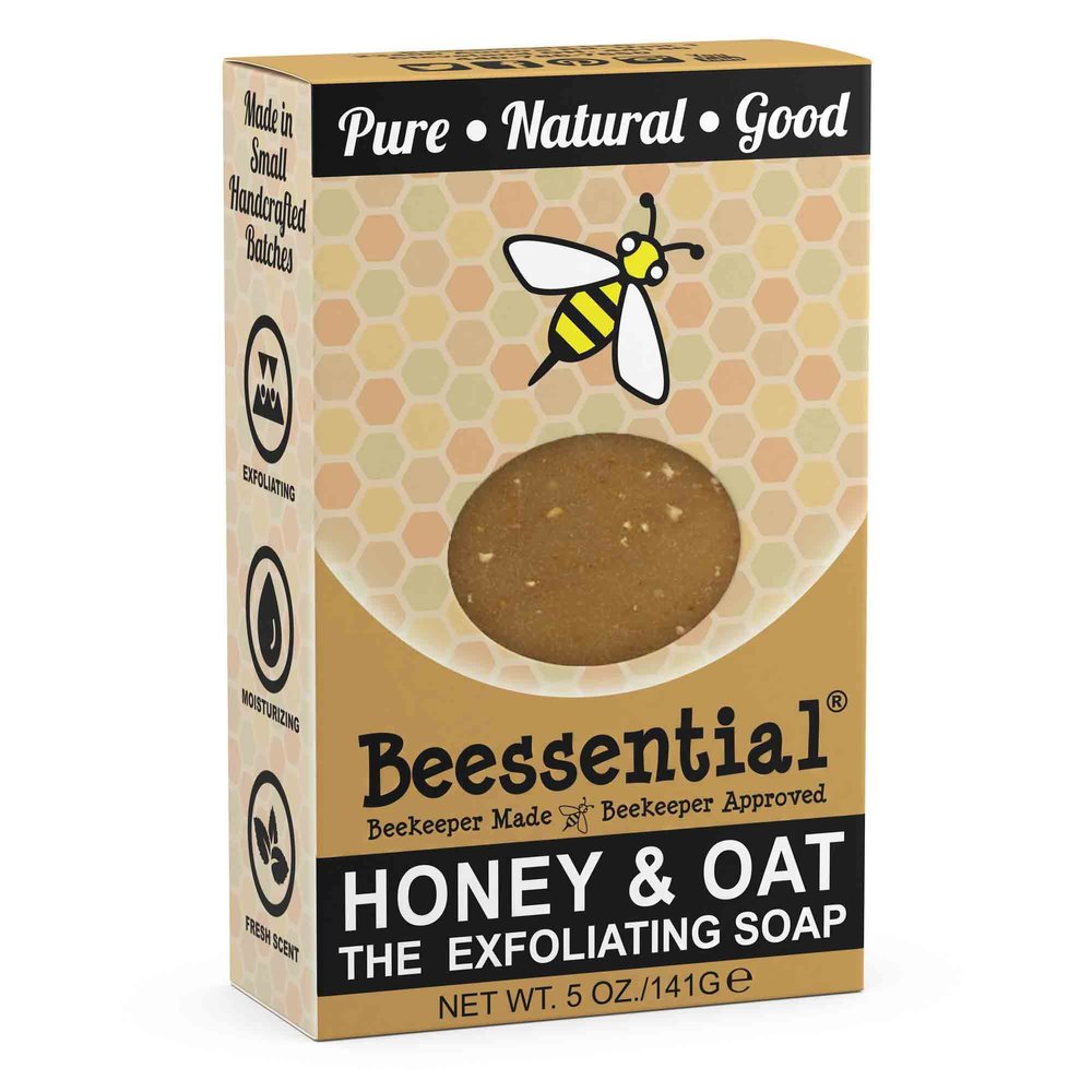 Beessential All Natural Honey & Oat Small Batch Bar Soap  Great for Men, Women, and Children  Paraben Free  Made in the USA  5 Oz.