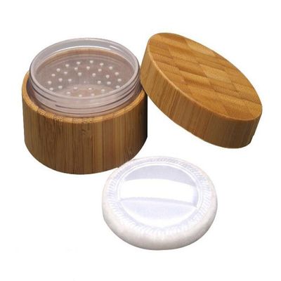 1Pcs 30ml 1oz Empty Refillable Portable Bamboo DIY Make Up Loose Powder Puff Bottle Jar Container Case With Puff Sifter Foundation Cosmetic Box Baby Kit Case