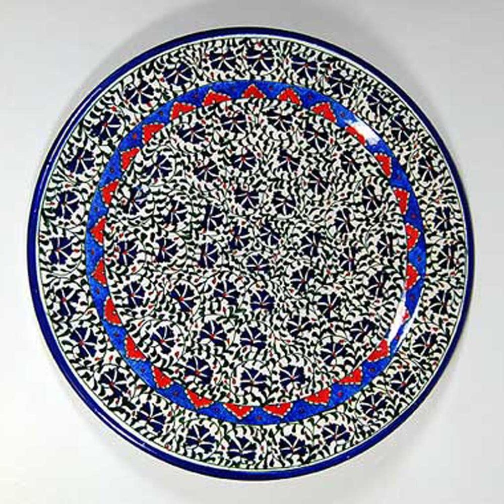 Red Accented Wild Carnations Handpainted Decorative Plate