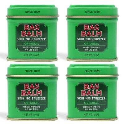 Bag Balm Vermont's Original Ointment, 1 Ounce Tin (Pack of 4), Moisturizing Ointment for Dry Skin that can Crack Split or Chafe on Hands Feet Elbows Knees Shoulders and More