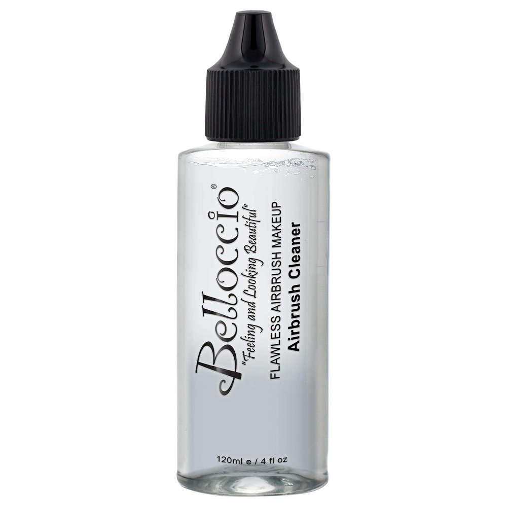 Belloccio 4 Ounce Makeup Airbrush Cleaner - Fast Acting Cleaning Solution, Quickly Flushes Out Makeup Foundation, Blush, Highlighter